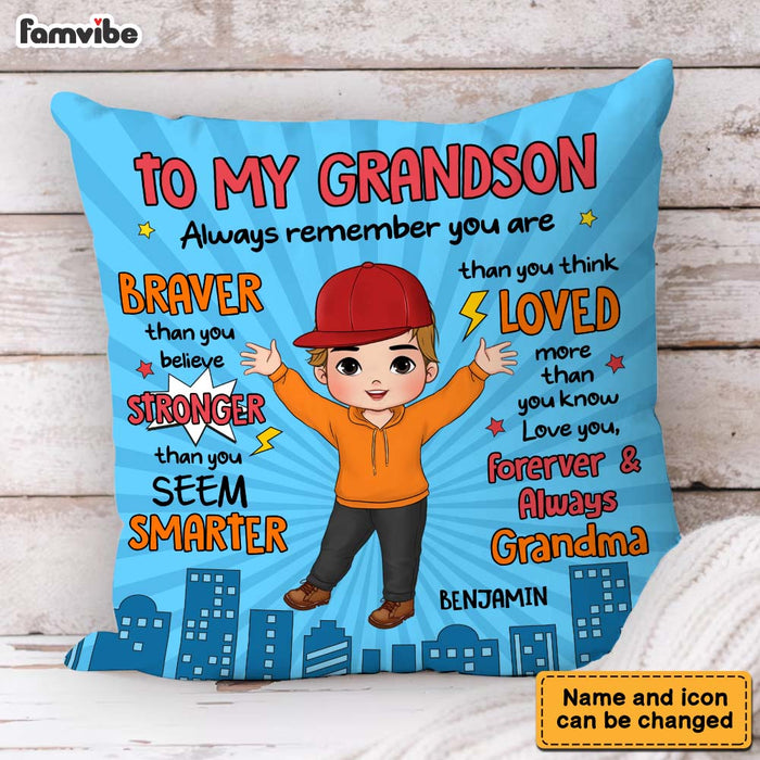 Personalized Gift For Grandson Loved More Than You Know Pillow 34163 1