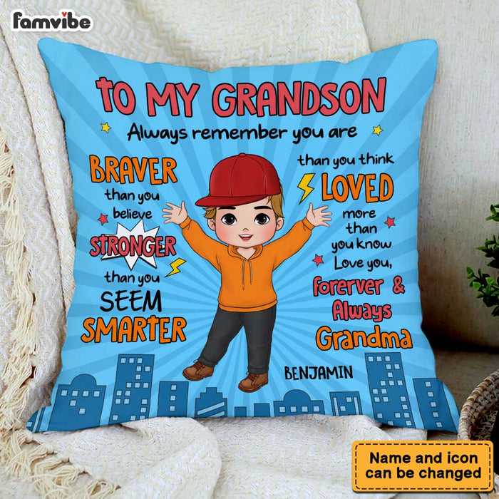 Personalized Gift For Grandson Loved More Than You Know Pillow 34163 1