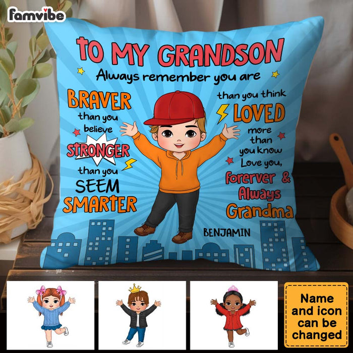 Personalized Gift For Grandson Loved More Than You Know Pillow 34163 1
