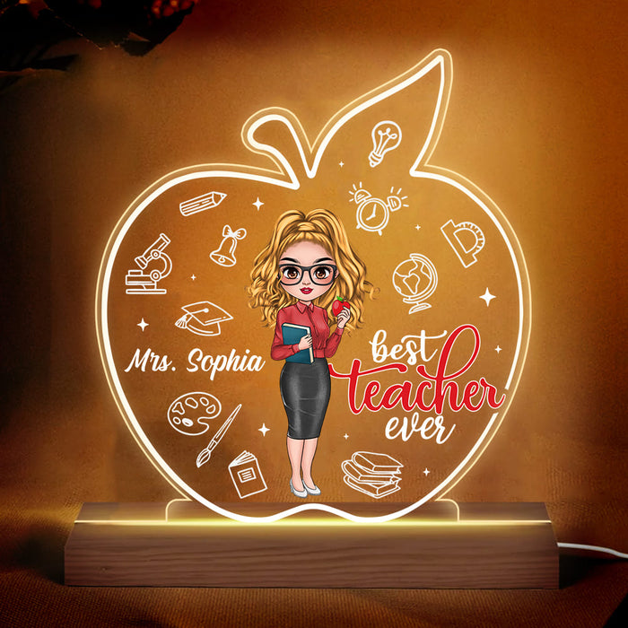 Personalized Gift For Teacher Best Teacher Ever Plaque LED Lamp Night Light 34170 1