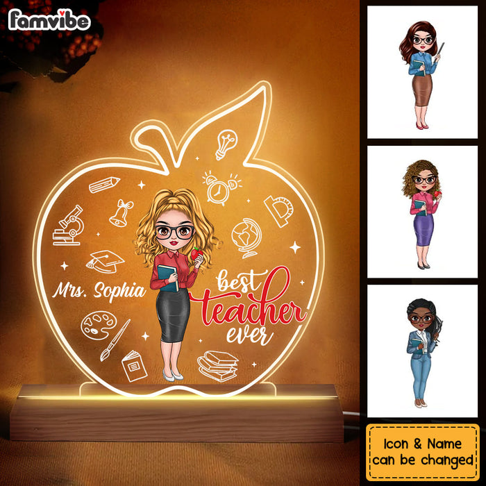 Personalized Gift For Teacher Best Teacher Ever Plaque LED Lamp Night Light 34170 1