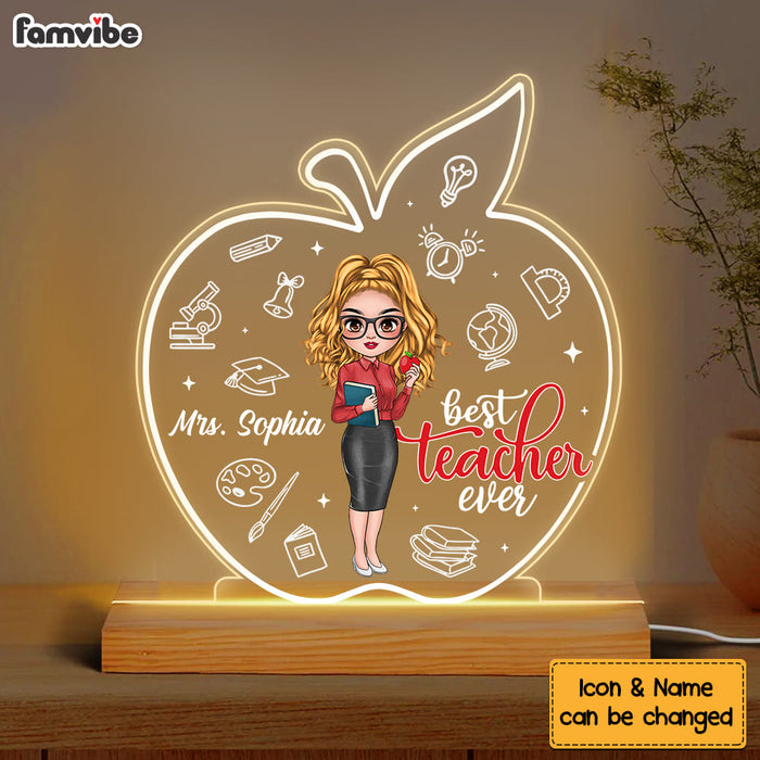 Personalized Gift For Teacher Best Teacher Ever Plaque LED Lamp Night Light 34170 1