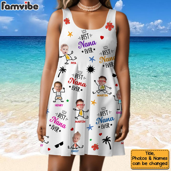 Personalized Gift For Grandma Photo Custom Sleeveless Tank Dress 34180 1