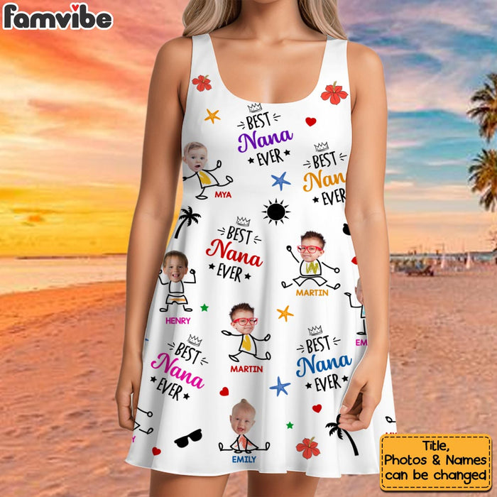 Personalized Gift For Grandma Photo Custom Sleeveless Tank Dress 34180 1