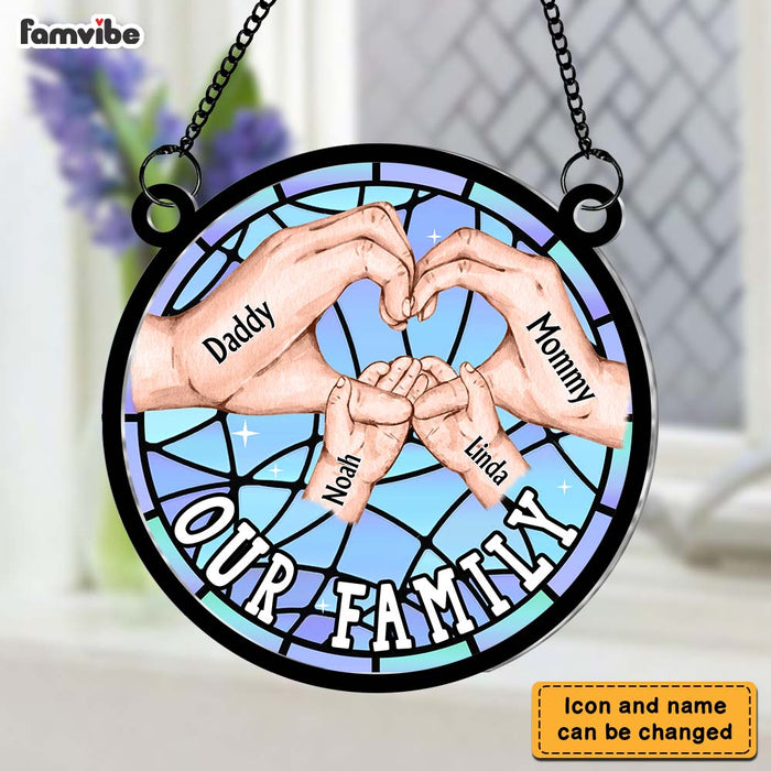 Personalized Our Family Acrylic Mix Wood Suncatcher Ornament 34191 1
