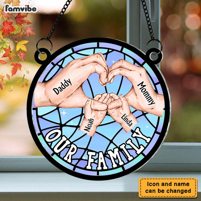 Personalized Our Family Acrylic Mix Wood Suncatcher Ornament 34191 1