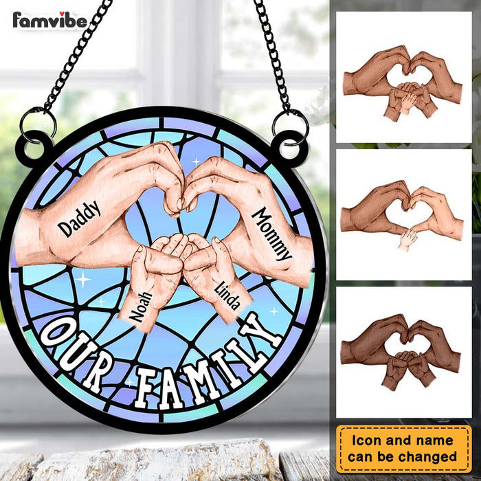 Personalized Our Family Acrylic Mix Wood Suncatcher Ornament 34191 1