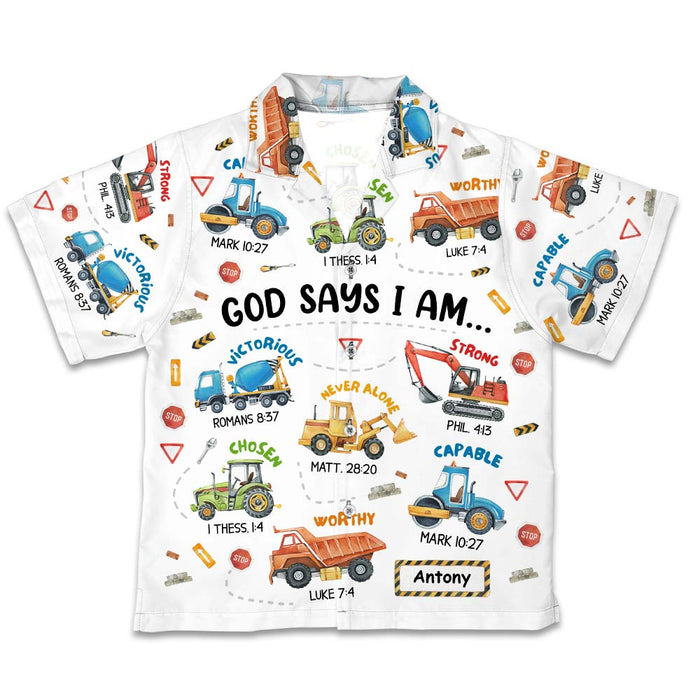Personalized Gift for Grandkid Construction Machines I Am Kid Hawaiian Shirt 34197 1