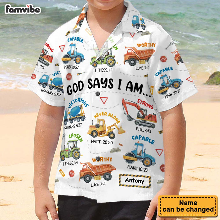 Personalized Gift for Grandkid Construction Machines I Am Kid Hawaiian Shirt 34197 1