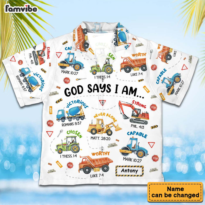Personalized Gift for Grandkid Construction Machines I Am Kid Hawaiian Shirt 34197 1