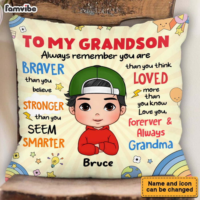 Personalized Gift For Grandson Loved More Than You Know Pillow 34207 1