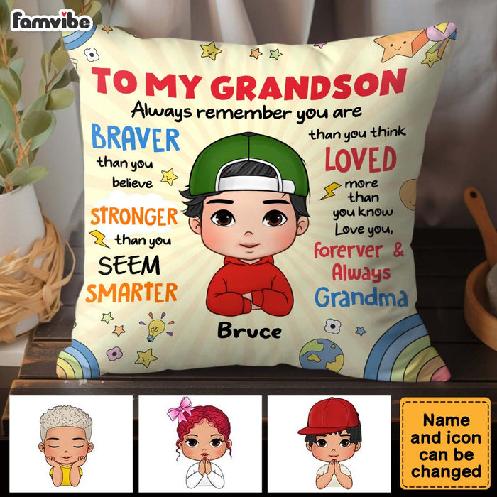 Personalized Gift For Grandson Loved More Than You Know Pillow 34207 1