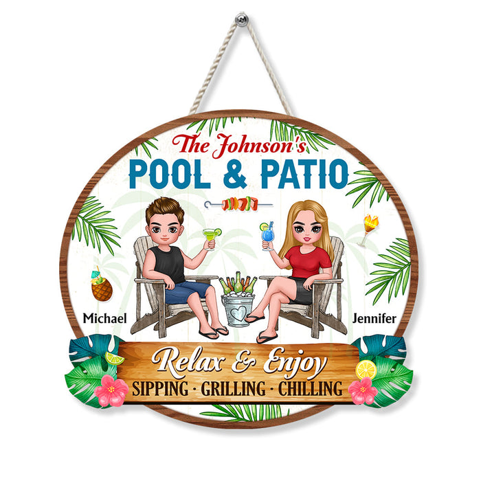 Personalized Gift For Couple Pool & Patio Wood Sign 34211 1