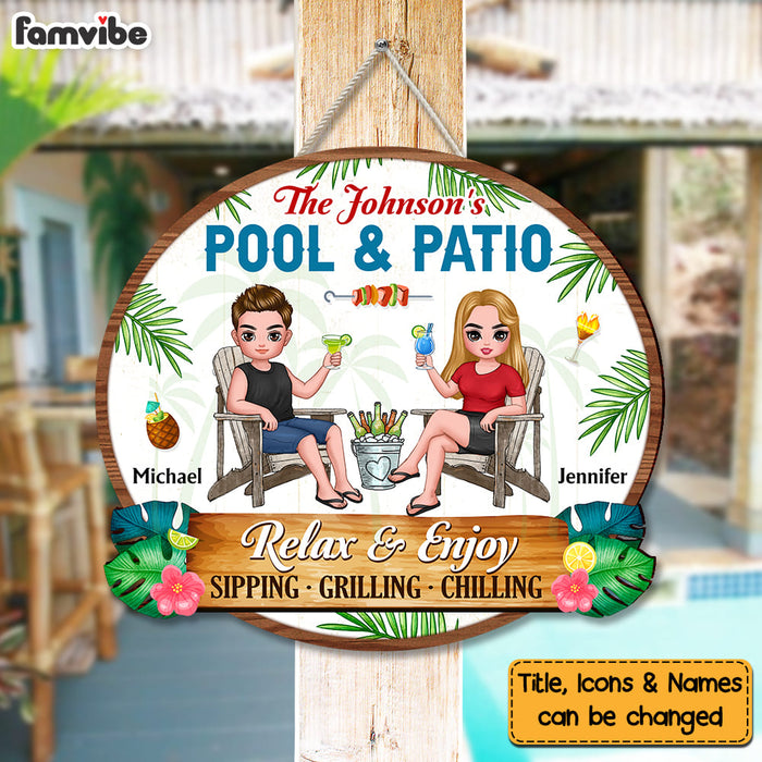 Personalized Gift For Couple Pool & Patio Wood Sign 34211 1