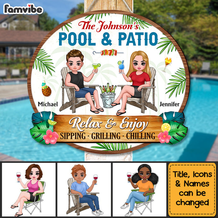 Personalized Gift For Couple Pool & Patio Wood Sign 34211 1