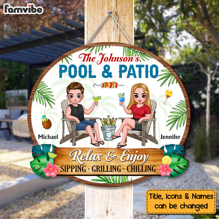 Personalized Gift For Couple Pool & Patio Wood Sign 34211 1