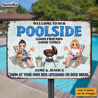 Personalized Funny Poolside Grilling Metal Sign 34236 thumb 1