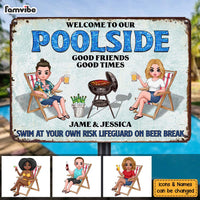 Personalized Funny Poolside Grilling Metal Sign 34236 thumb 1
