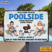 Personalized Funny Poolside Grilling Metal Sign 34236 thumb 1