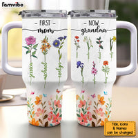 Personalized Gift For Grandma Floral First Mom Now Grandma 40oz Tumbler With Straw 34237 thumb 1