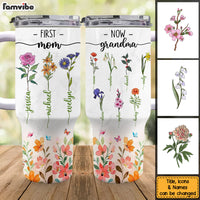 Personalized Gift For Grandma Floral First Mom Now Grandma 40oz Tumbler With Straw 34237 thumb 1