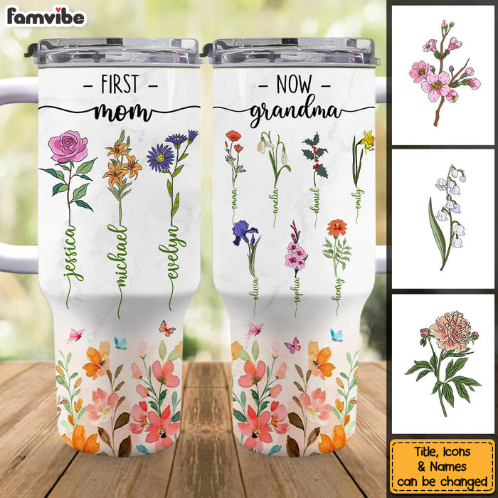 Personalized Gift For Grandma Floral First Mom Now Grandma 40oz Tumbler With Straw 34237 1