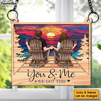 Personalized Gift For Couple Sitting Sunset Acrylic Mix Wood Suncatcher Ornament 34249 thumb 1