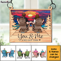 Personalized Gift For Couple Sitting Sunset Acrylic Mix Wood Suncatcher Ornament 34249 thumb 1