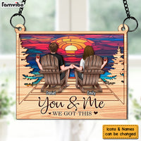 Personalized Gift For Couple Sitting Sunset Acrylic Mix Wood Suncatcher Ornament 34249 thumb 1
