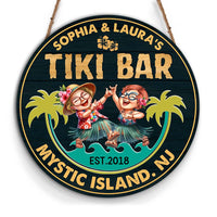 Personalized Gift Idea For Family Tiki Bar Round Wood Sign 34259 thumb 1