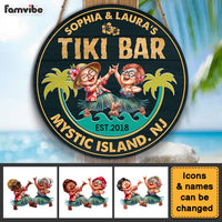 Personalized Gift Idea For Family Tiki Bar Round Wood Sign 34259 thumb 1