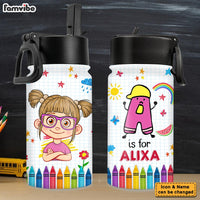 Personalized Gift For Granddaughter Name Initial Kids Water Bottle 34268 thumb 1