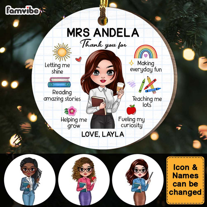 Personalized Gift For Teacher Keepsake Appreciation Circle Ornament 34299 1