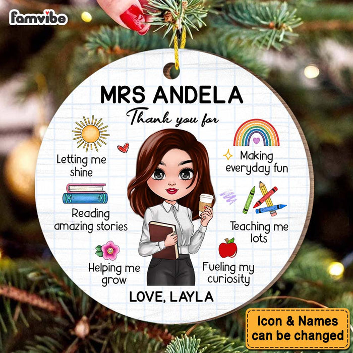 Personalized Gift For Teacher Keepsake Appreciation Circle Ornament 34299 1