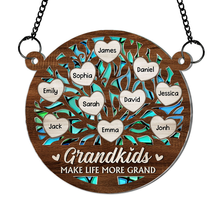 Personalized Grandkids M*ke Life More Grand Acrylic Suncatcher Ornament 34306 1