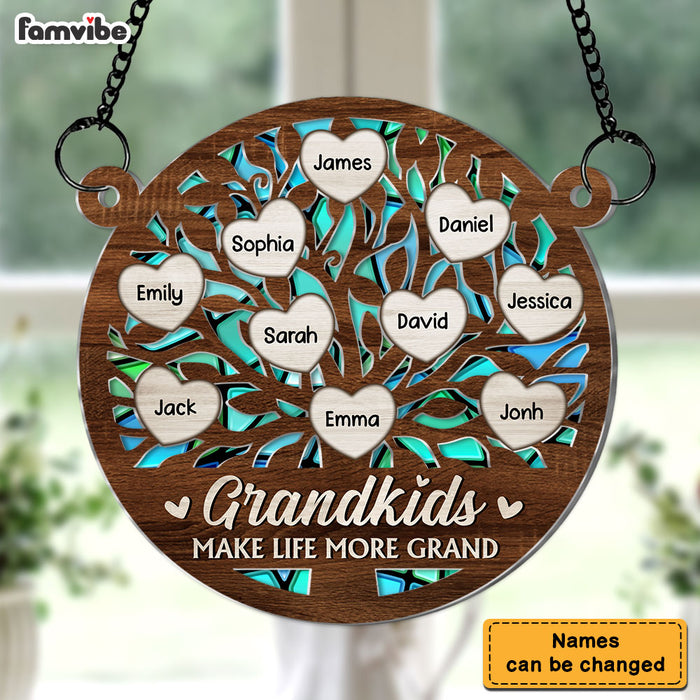 Personalized Grandkids M*ke Life More Grand Acrylic Suncatcher Ornament 34306 1