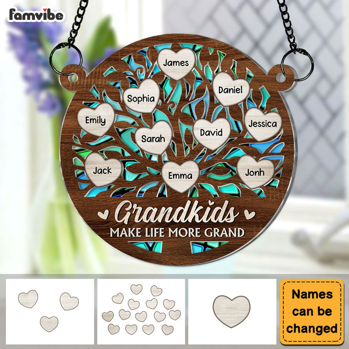 Personalized Grandkids M*ke Life More Grand Acrylic Suncatcher Ornament 34306 1
