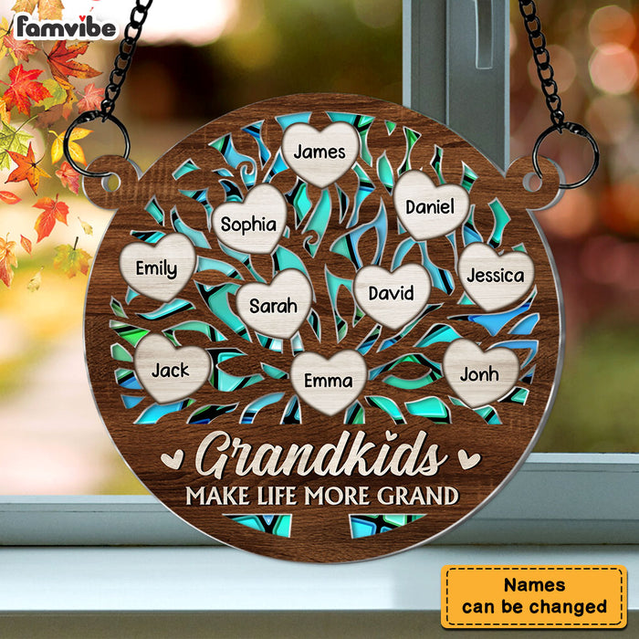 Personalized Grandkids M*ke Life More Grand Acrylic Suncatcher Ornament 34306 1