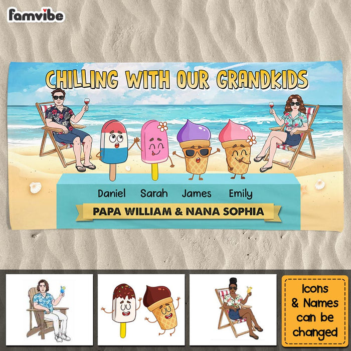 Personalized Chilling With My Grandkids Beach Towel 34307 1