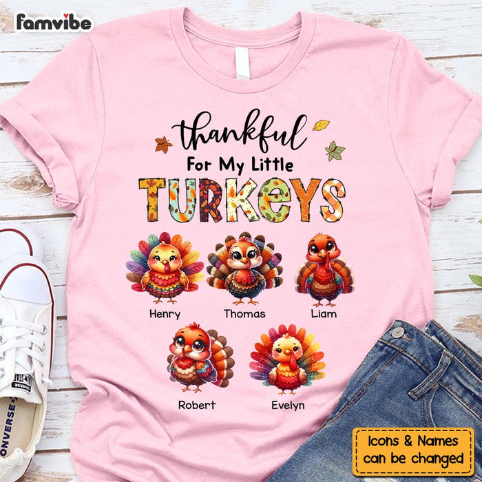 Personalized Gift For Grandma Thankful For My Little Turkeys Shirt - Hoodie - Sweatshirt 34312 1