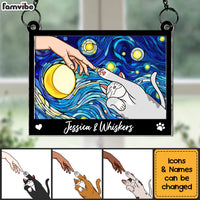 Personalized Gift For Cat Lovers Cat Reaching For Hand Acrylic Suncatcher Ornament 34341 thumb 1