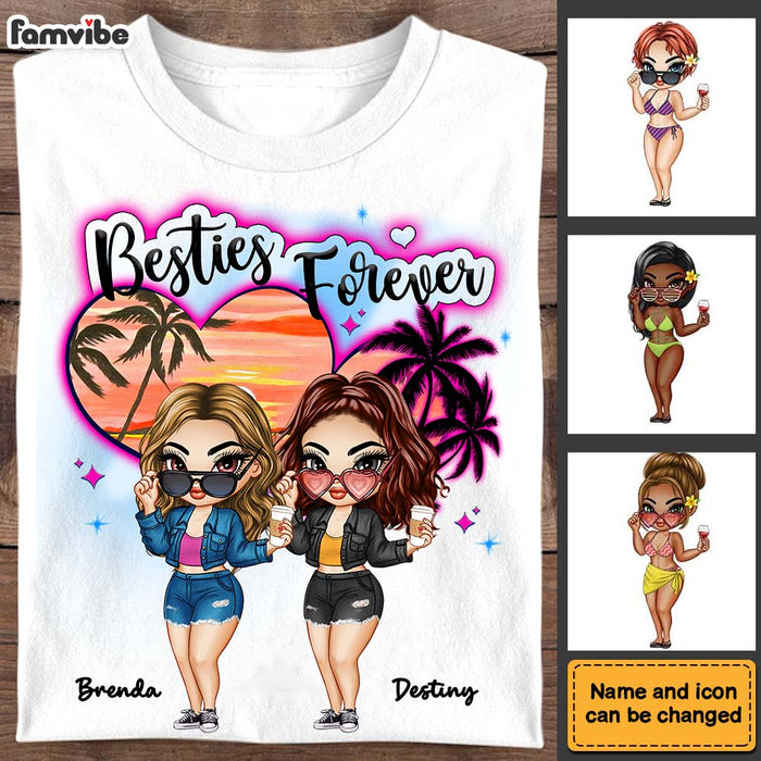 Personalized Gift For Besties Airbrushed Summer Beach Shirt - Hoodie - Sweatshirt 34357 1