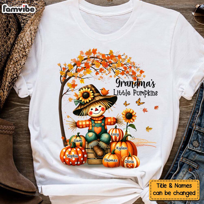 Personalized Grandkids Autumn Vibe Scarecrow Grandma And Pumpkin Shirt - Hoodie - Sweatshirt 34364 1