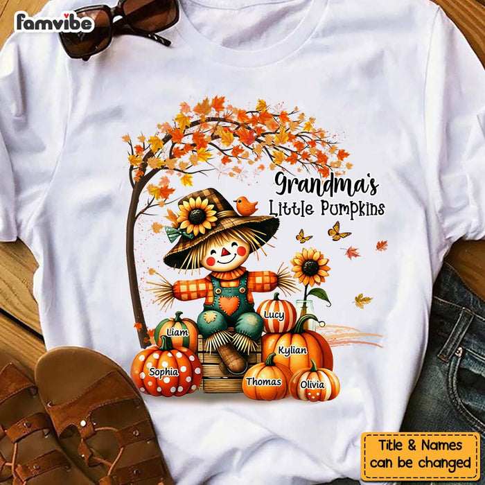 Personalized Grandkids Autumn Vibe Scarecrow Grandma And Pumpkin Shirt - Hoodie - Sweatshirt 34364 1