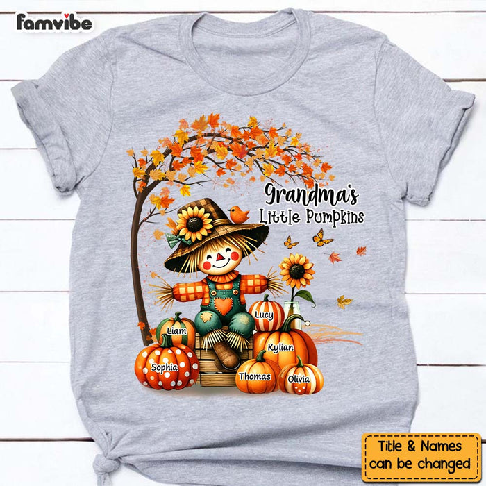Personalized Grandkids Autumn Vibe Scarecrow Grandma And Pumpkin Shirt - Hoodie - Sweatshirt 34364 1