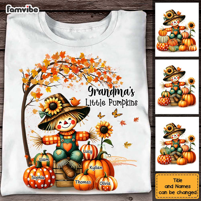 Personalized Grandkids Autumn Vibe Scarecrow Grandma And Pumpkin Shirt - Hoodie - Sweatshirt 34364 1