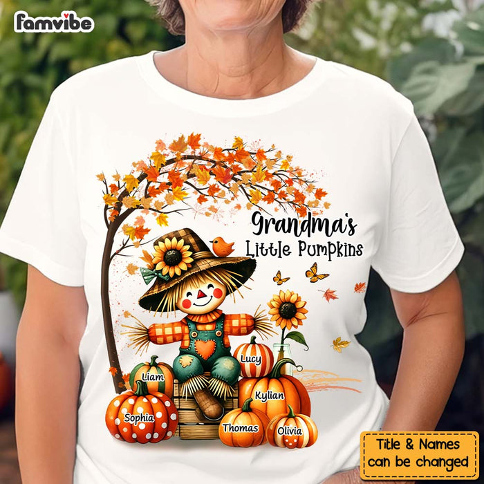 Personalized Grandkids Autumn Vibe Scarecrow Grandma And Pumpkin Shirt - Hoodie - Sweatshirt 34364 1