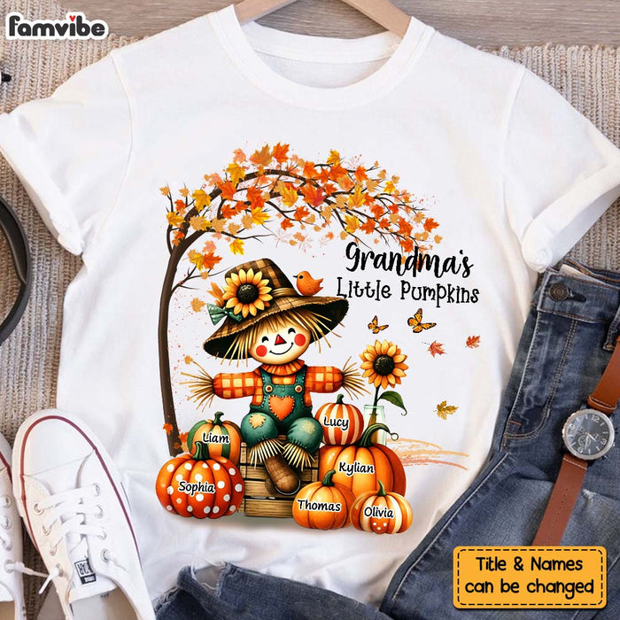 Personalized Grandkids Autumn Vibe Scarecrow Grandma And Pumpkin Shirt - Hoodie - Sweatshirt 34364 1