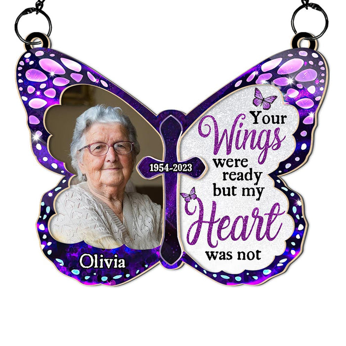 Personalized  Custom Photo Live Like A Butterfly Memorial Acrylic Mix Wood Suncatcher Ornament 34448 1
