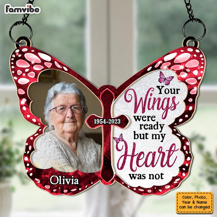 Personalized  Custom Photo Live Like A Butterfly Memorial Acrylic Mix Wood Suncatcher Ornament 34448 1